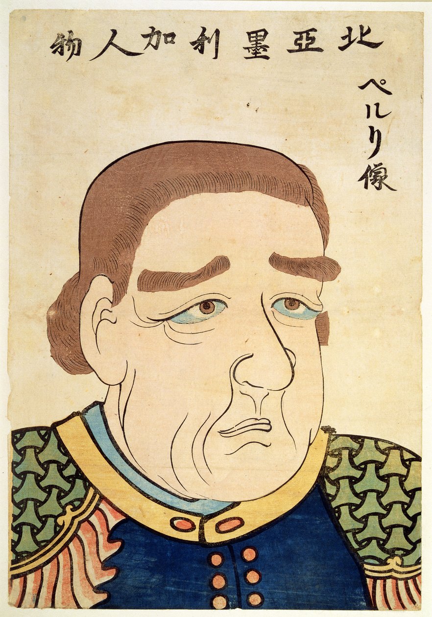 Portrait de Perry, un Nord-Américain (lithographie couleur) - Japanese School