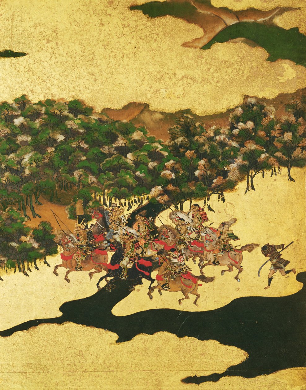 Bataille de Hogen en 1156, période Momoyama (1568-1615) - Japanese School