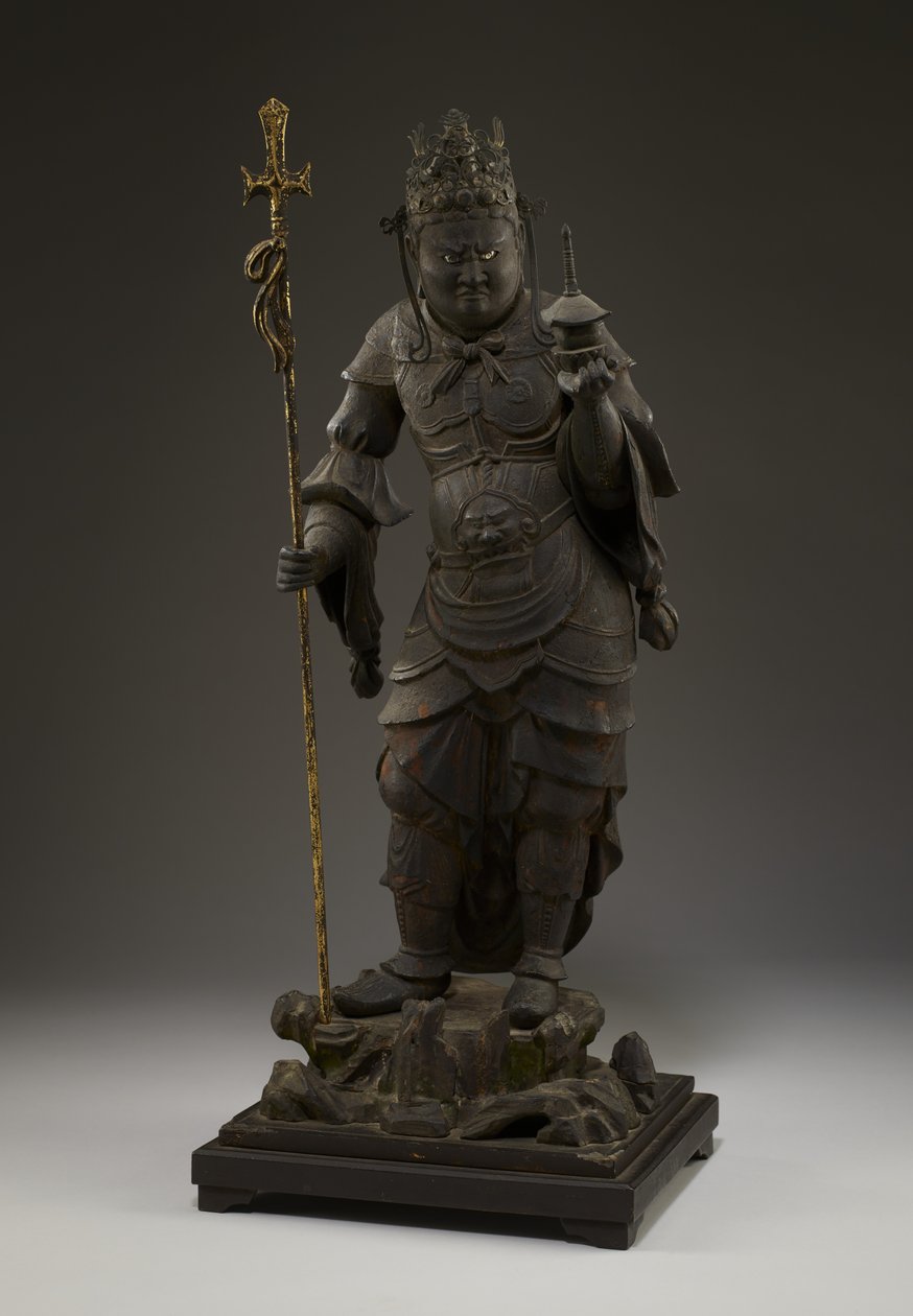 Bishamonten (Vaisravana, Gardien du Nord) (bois avec métal et feuille d