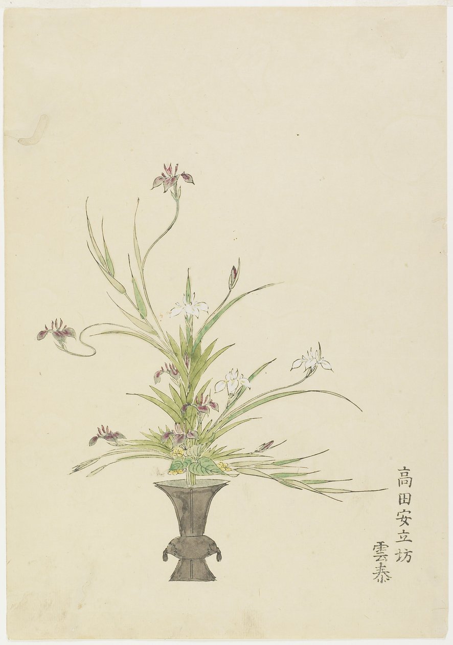 Arrangement Floral par Takada Anritsub? Untai, Iris - Japanese School