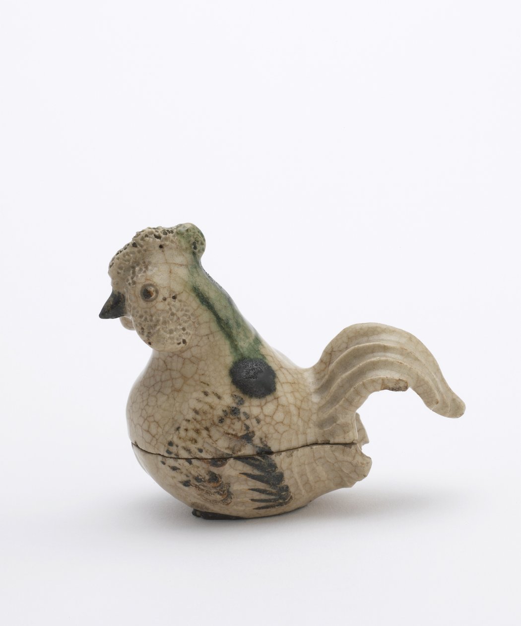 Boîte à encens en forme de coq assis, style Oribe, peut-être préfecture d