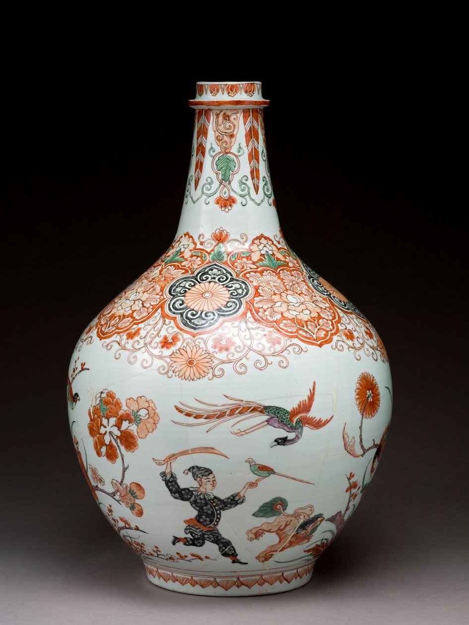 Grand vase bouteille, décoré en Hollande dans le style Imari, Ko-Imari, fin du 17ème siècle - Japanese School