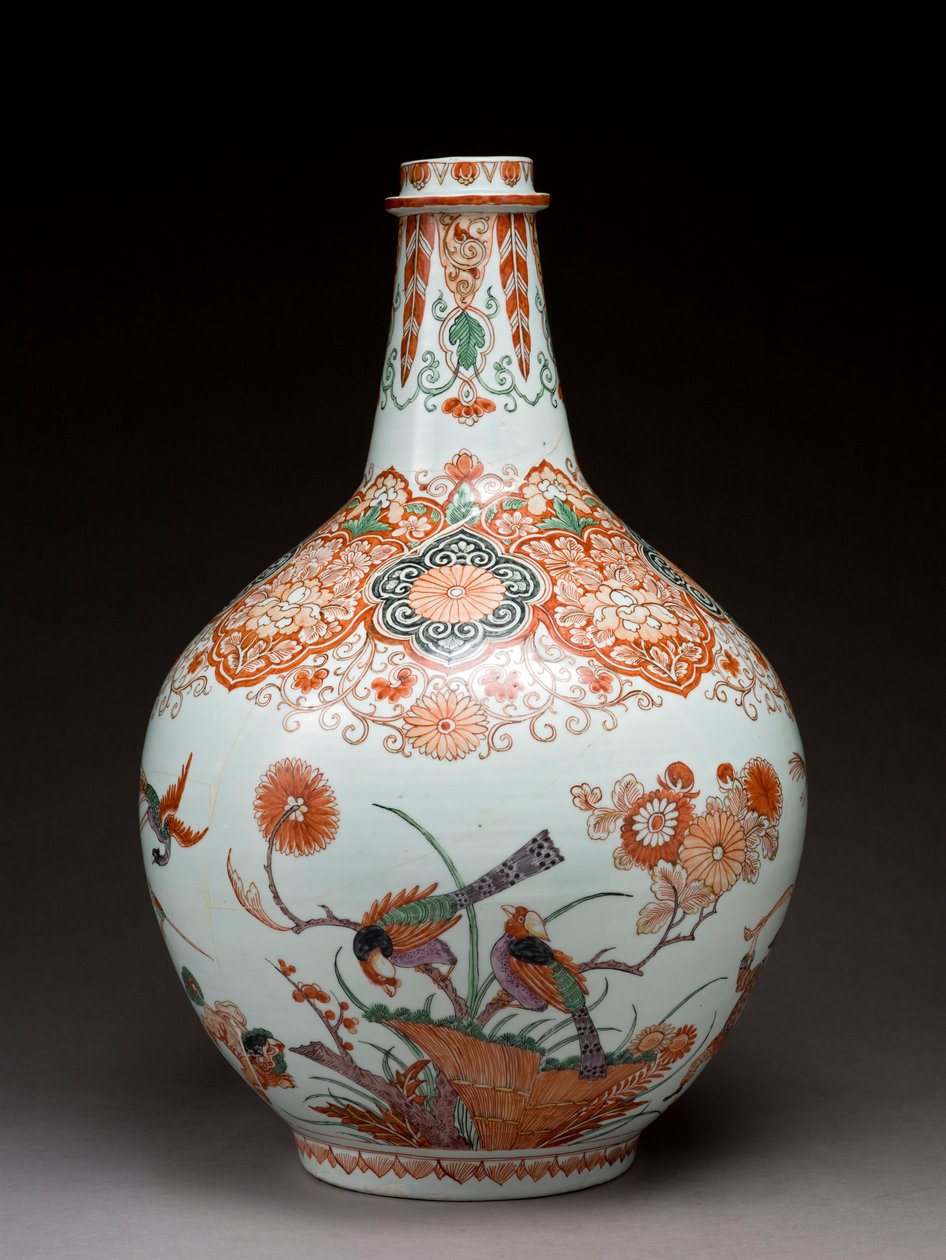 Grand vase bouteille, décoré en Hollande dans le style Imari, Ko-Imari, fin XVIIe siècle - Japanese School