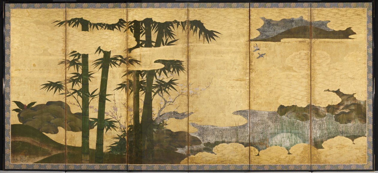 Bambouseraie au clair de lune, début du XVIe siècle - Japanese School