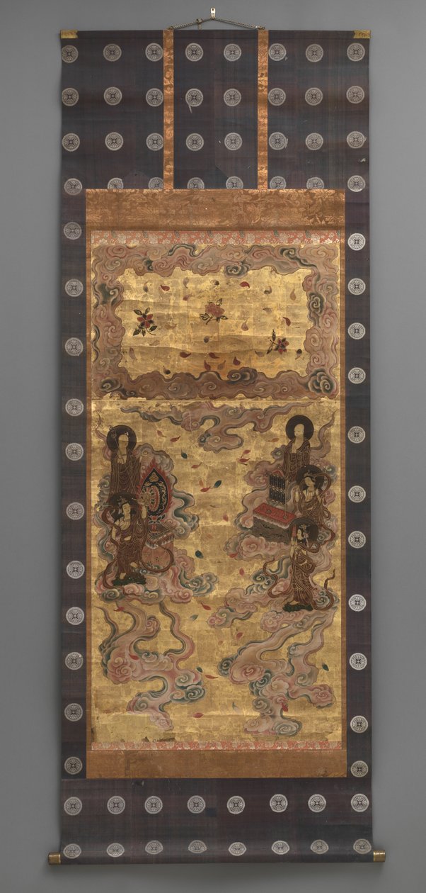 Peinture murale : Descente de vingt-cinq bodhisattvas (assistants de la triade Amitabha), 18e siècle - Japanese School