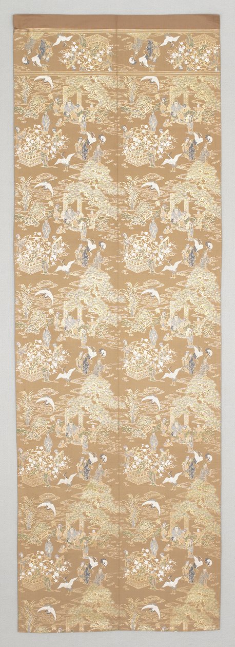 Obi avec grues et figures - Japanese School