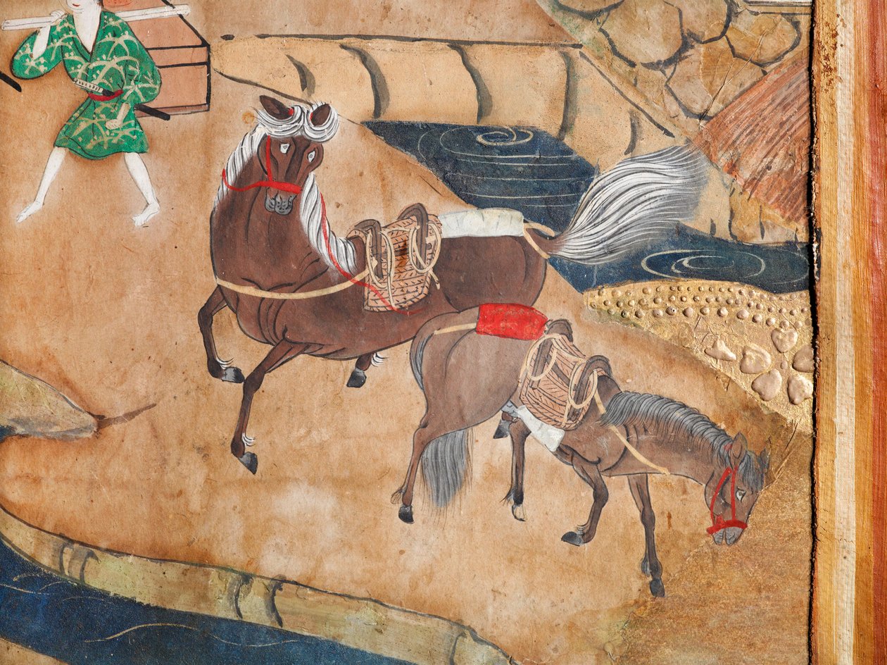 Osakazu Byobu - Paravent japonais à huit panneaux (peinture) - Japanese School