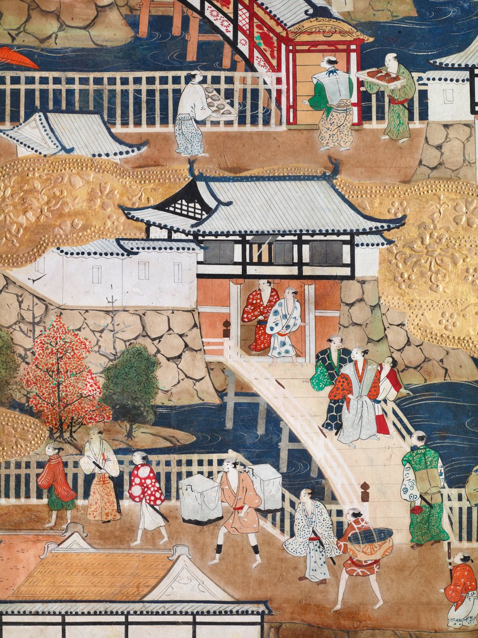 Osakazu Byobu - Paravent japonais à huit panneaux (peinture) - Japanese School