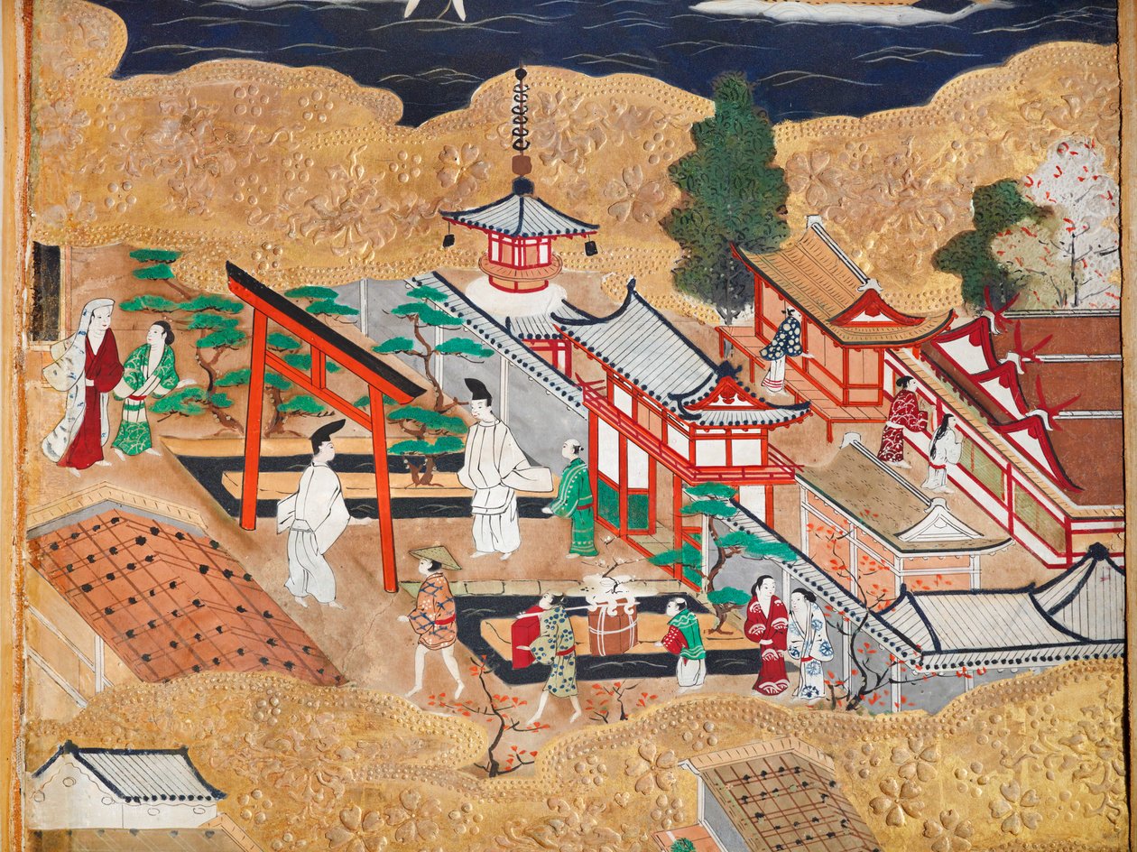 Osakazu Byobu - Paravent japonais à huit panneaux (peinture) - Japanese School
