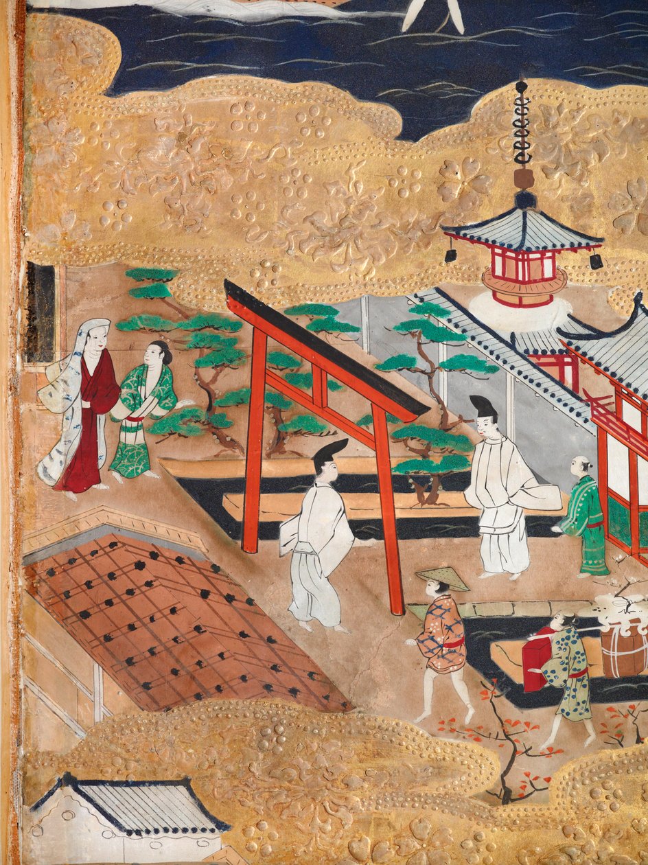Osakazu Byobu - Paravent japonais à huit panneaux (peinture) - Japanese School