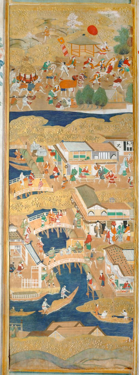 Osakazu Byobu - Paravent japonais à huit panneaux (peinture) - Japanese School