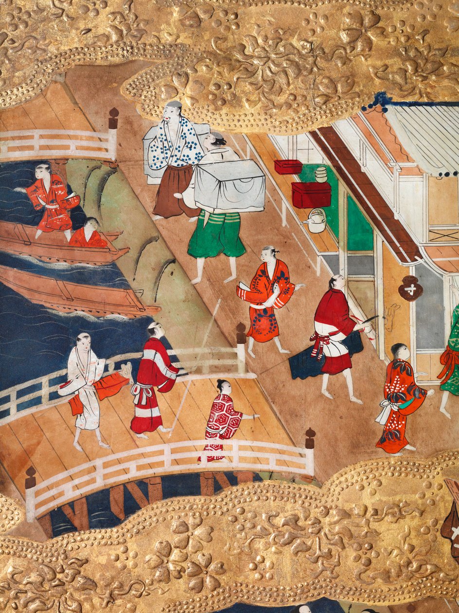 Osakazu Byobu - Paravent japonais à huit panneaux (peinture) - Japanese School