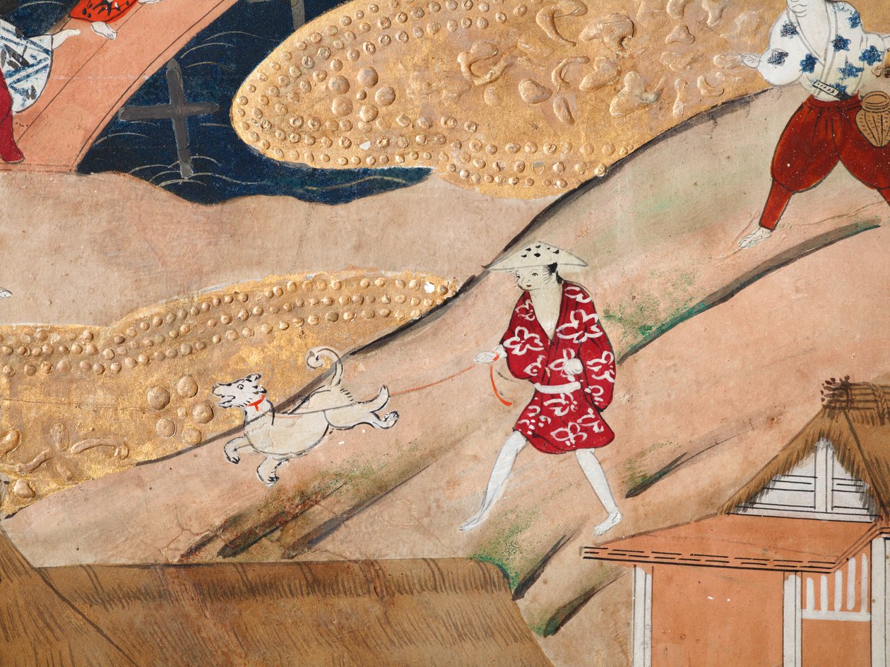 Osakazu Byobu - Paravent japonais à huit panneaux (peinture) - Japanese School