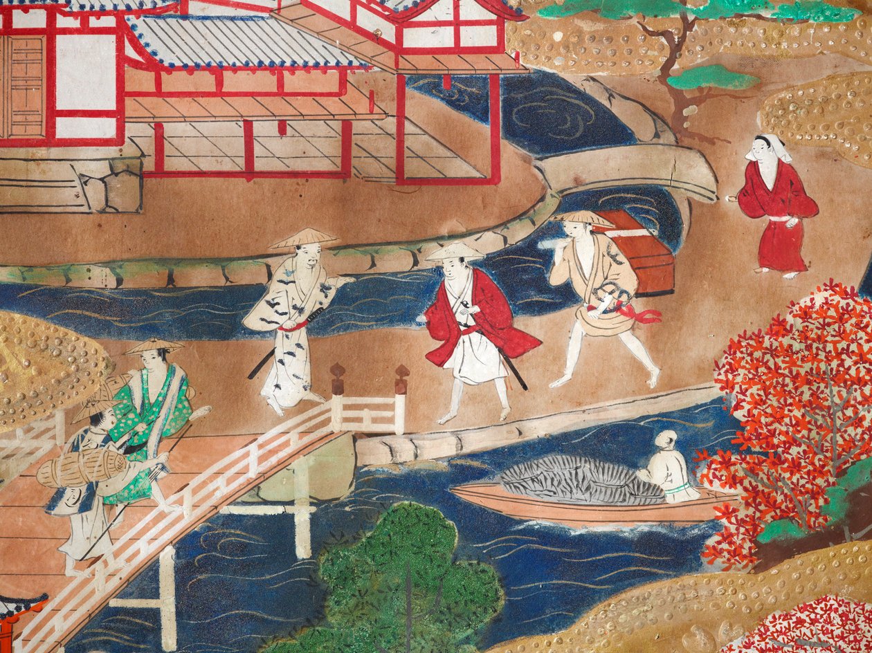 Osakazu Byobu - Paravent japonais à huit panneaux (peinture) - Japanese School
