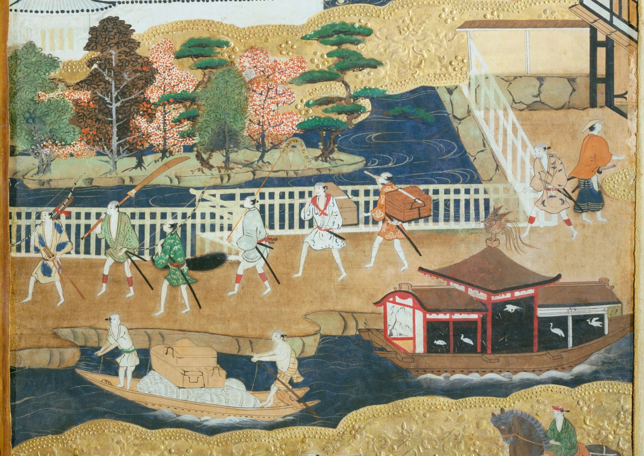 Osakazu Byobu - Paravent japonais à huit panneaux (peinture) - Japanese School