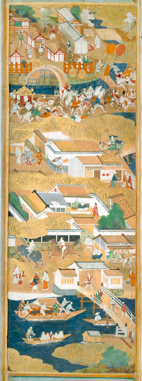 Osakazu Byobu - Paravent japonais à huit panneaux (peinture) - Japanese School