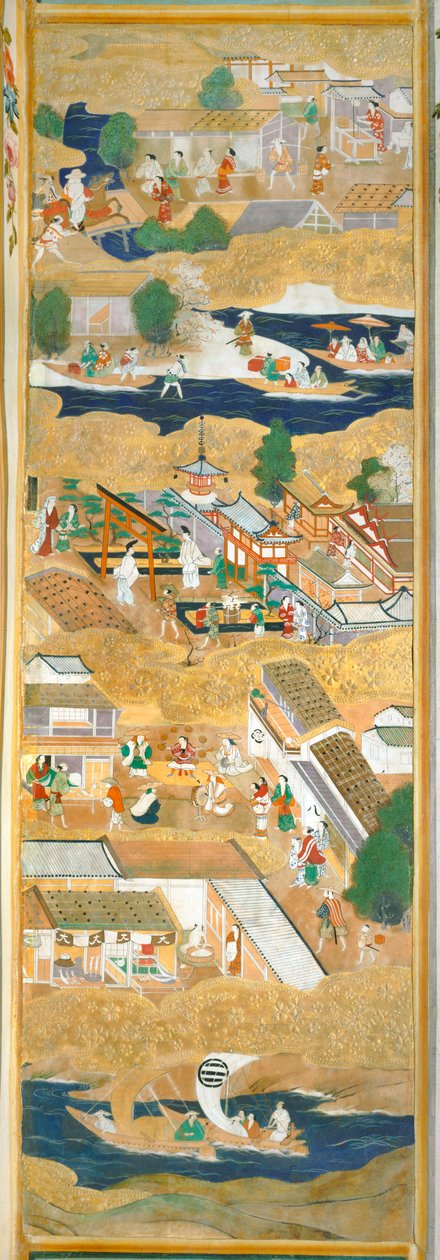 Osakazu Byobu - Paravent japonais à huit panneaux (peinture) - Japanese School