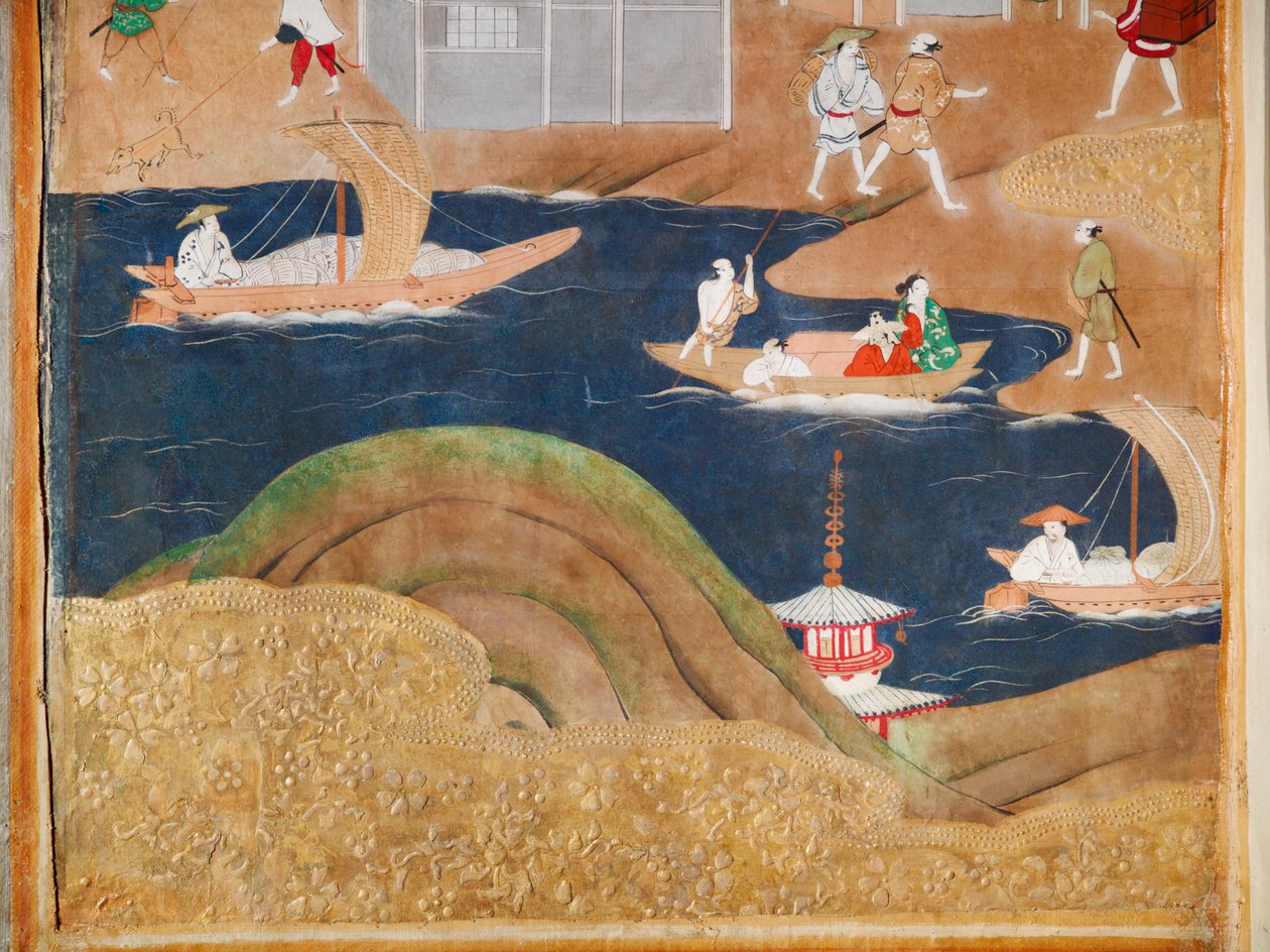Osakazu Byobu - Paravent japonais à huit panneaux (peinture) - Japanese School