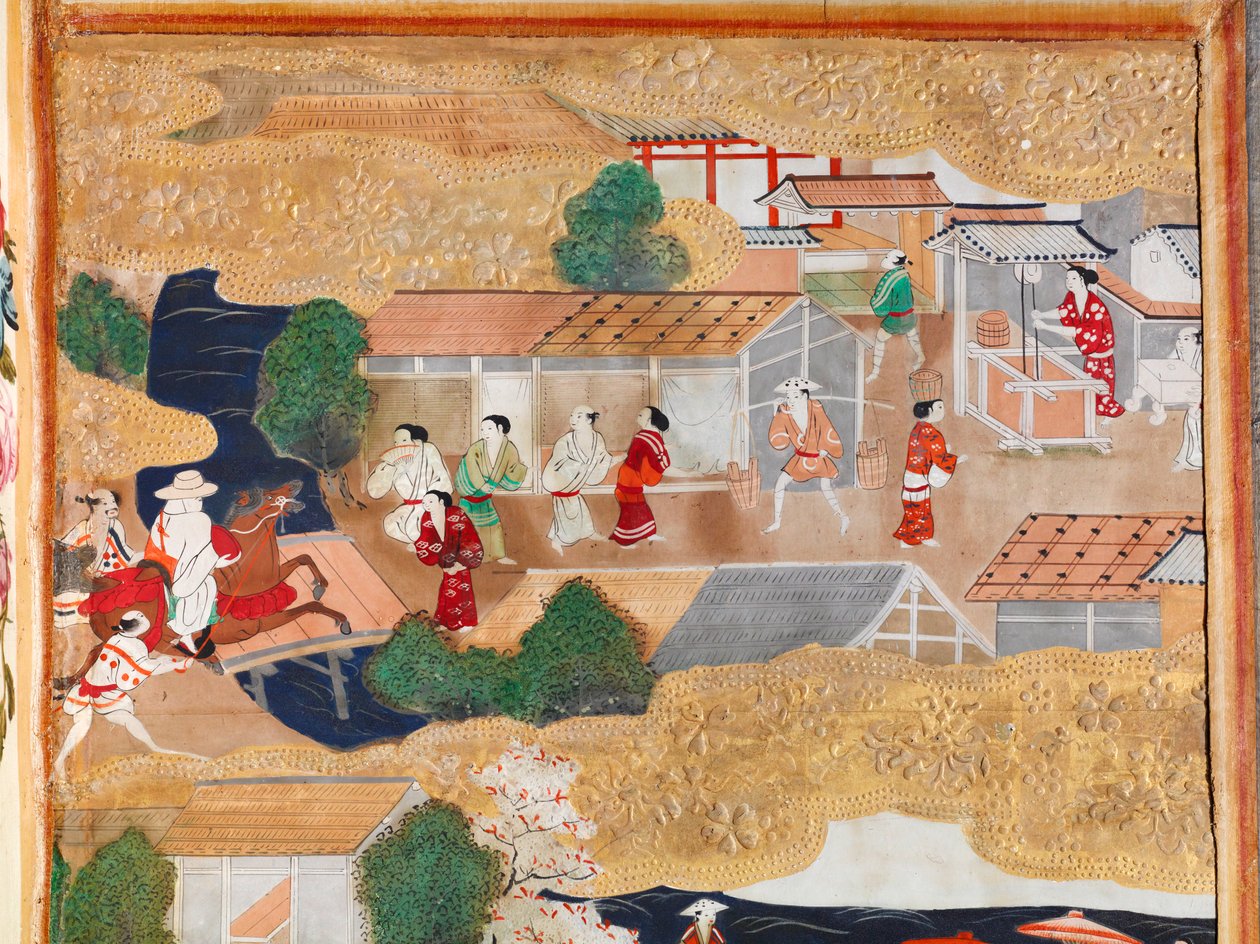 Osakazu Byobu - Paravent japonais à huit panneaux (peinture) - Japanese School