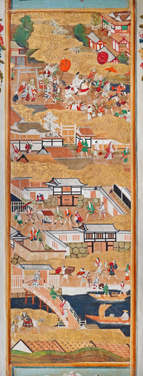 Osakazu Byobu - Paravent japonais à huit panneaux (peinture) - Japanese School
