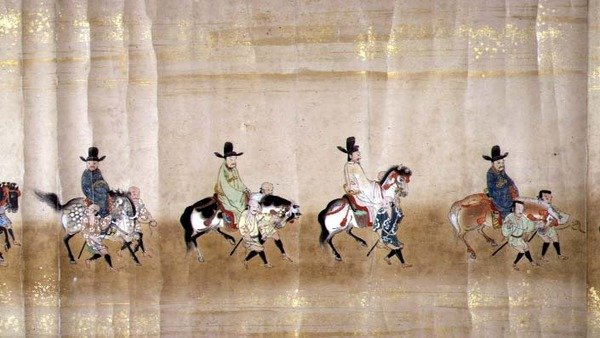 Sixième ambassade coréenne au Japon en Meireki 1 lors de la succession de Tokugawa Ietsuna en 1651, possiblement par Kano Masunobu (détail) - Japanese School