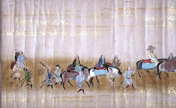 Sixième ambassade coréenne au Japon en Meireki 1 lors de la succession de Tokugawa Ietsuna en 1651, peut-être par Kano Masunobu (détail) - Japanese School