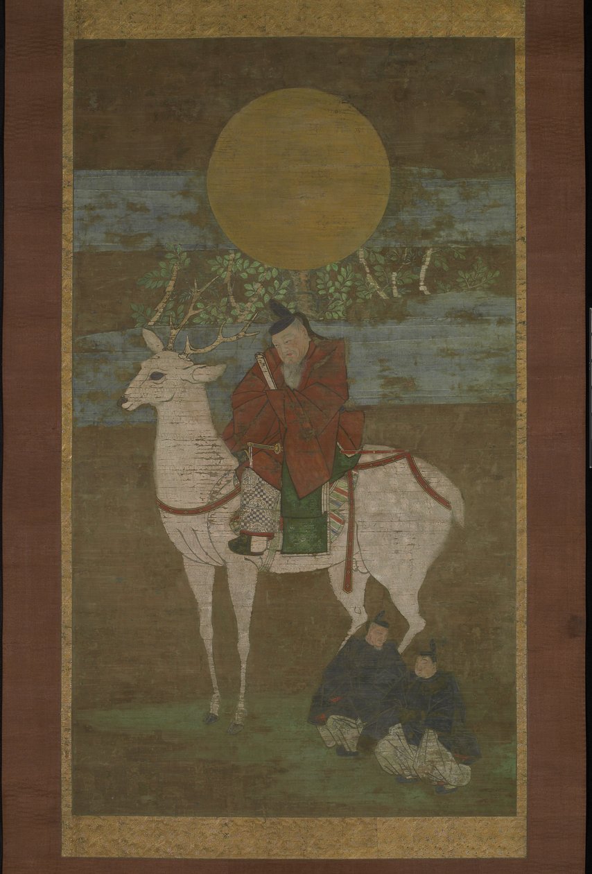 Le départ de Kashima (Divinité de Kasuga), fin du 14ème siècle - Japanese School