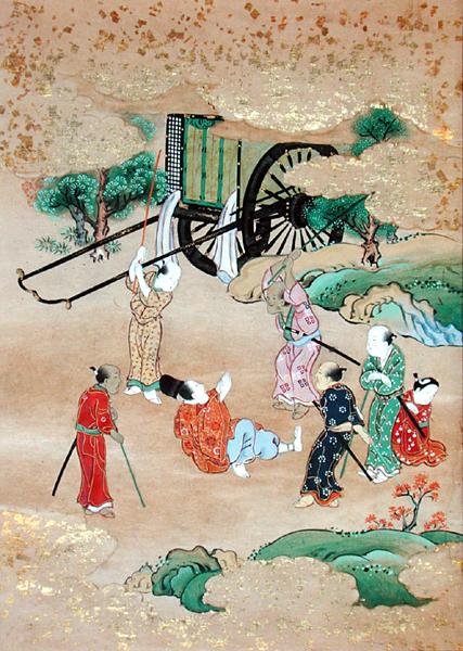 Le Moine Shogaku attaqué par des brigands - Japanese School