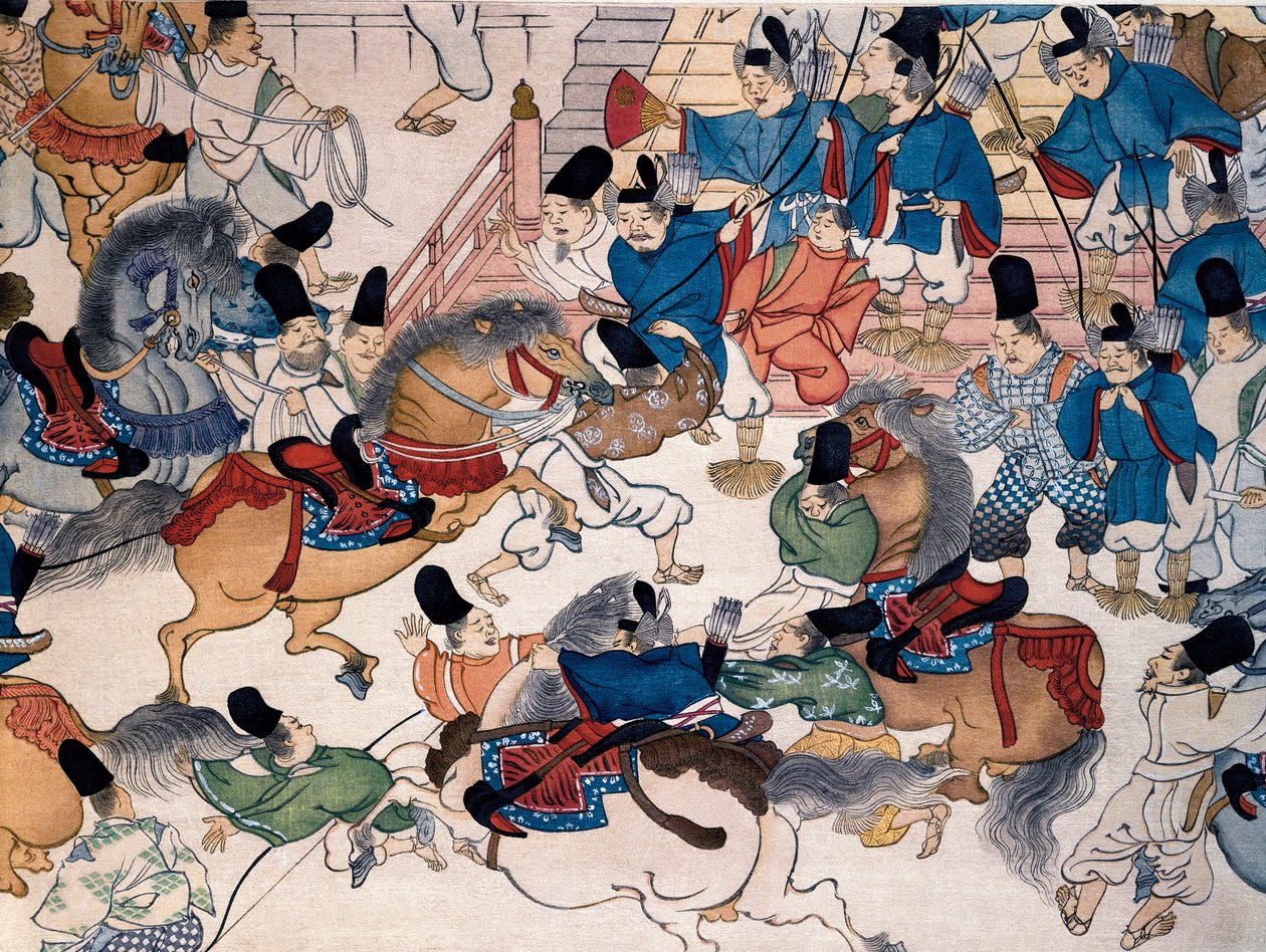 Le spectacle équestre, Bataille devant un palais - Japanese School