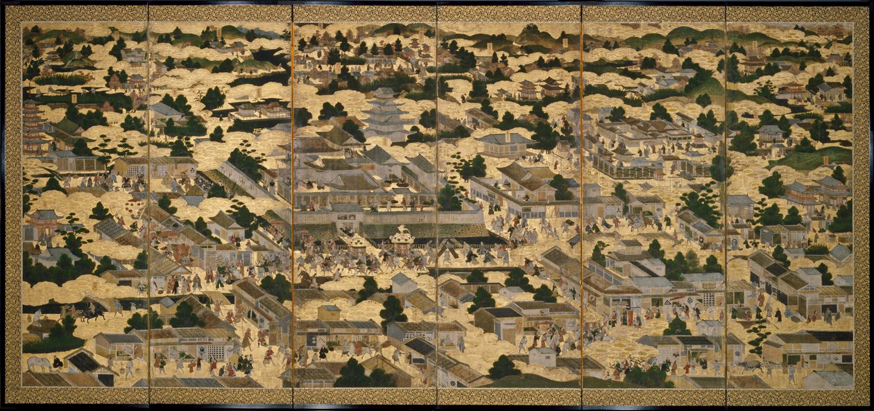 Vues de Kyoto et de ses environs (Rakuchu rakugai zu), vers 1616-1624 (encre, couleur et feuille d