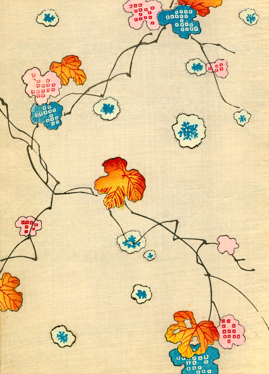 Gravure sur bois de feuilles d