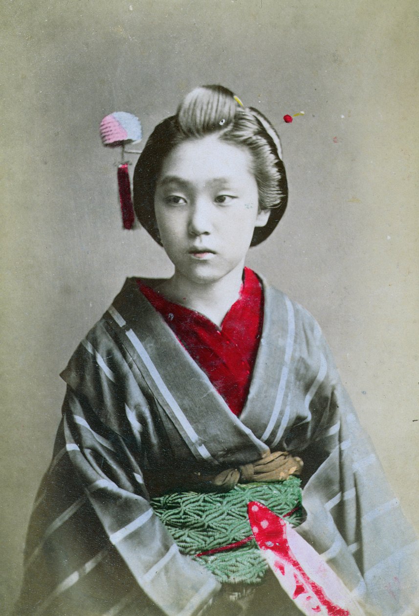 Jeune fille en kimono, vers 1860-70 - Japanese School