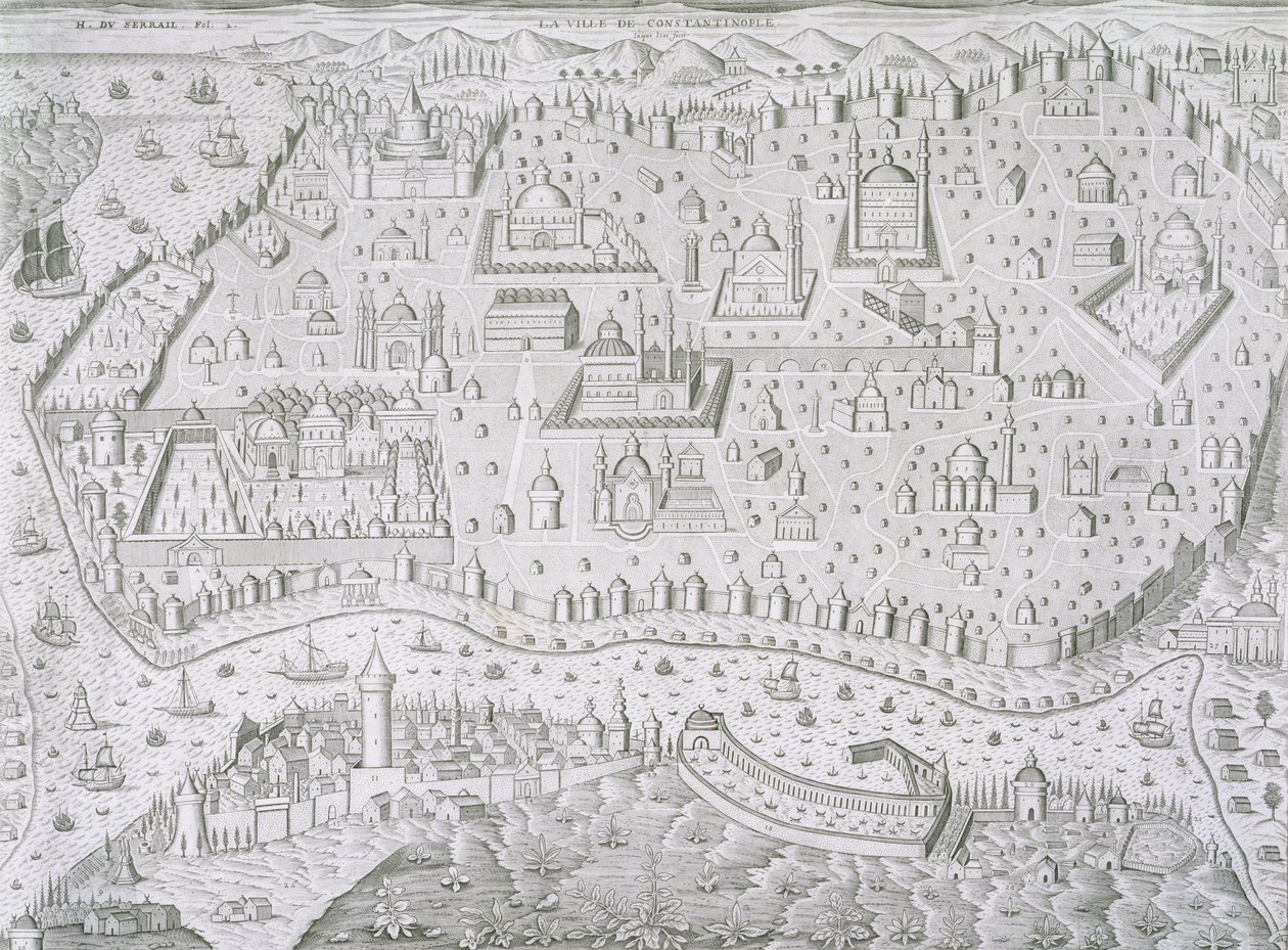 Plan de la ville de Constantinople, Turquie, c.1650 - Jaspar de Isaac