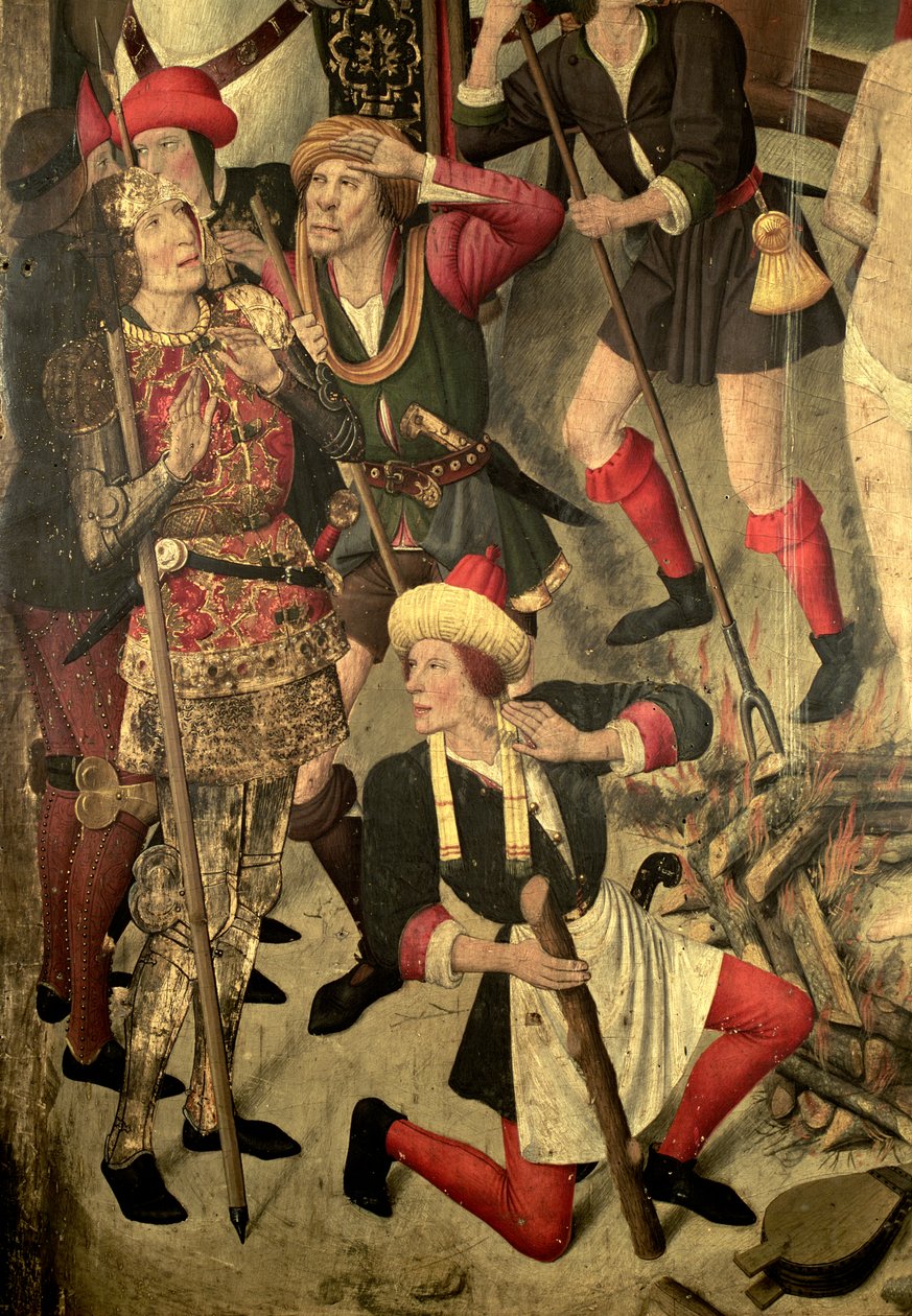 Retable de Saint Vincent : Tourment de Saint Vincent sur le gril, Dacien et bourreaux (détail) - Jaume Huguet