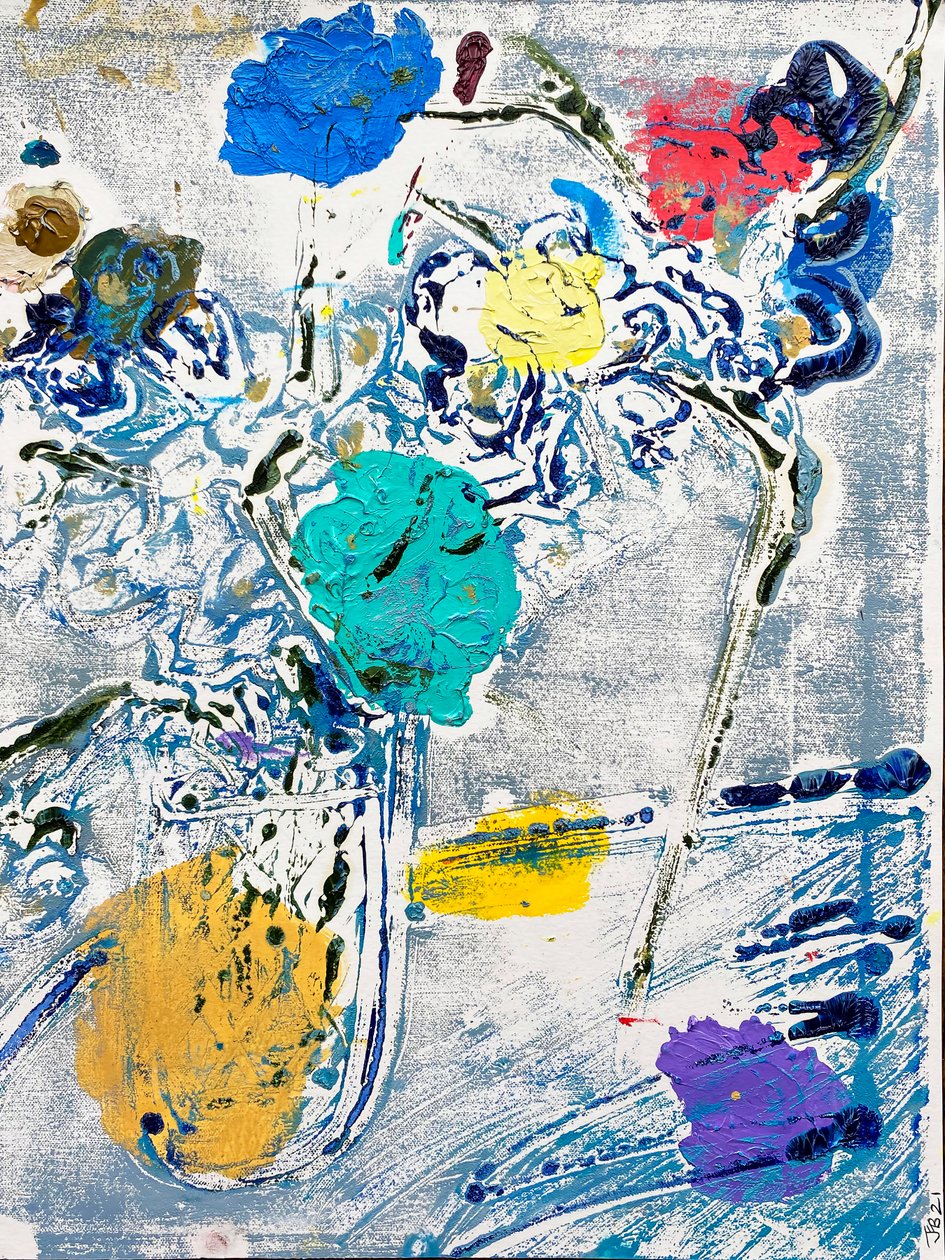 Fleur De Sel No. 09 Monotype bleu coloré, 2021 - Jay Batlle