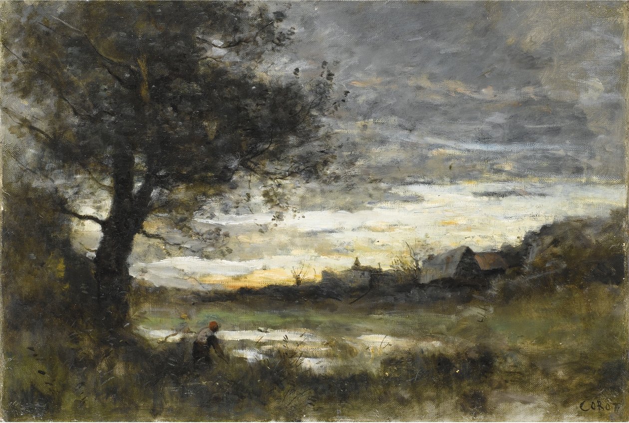 Souvenir de Normandie, coucher de soleil - Jean Baptiste Camille Corot