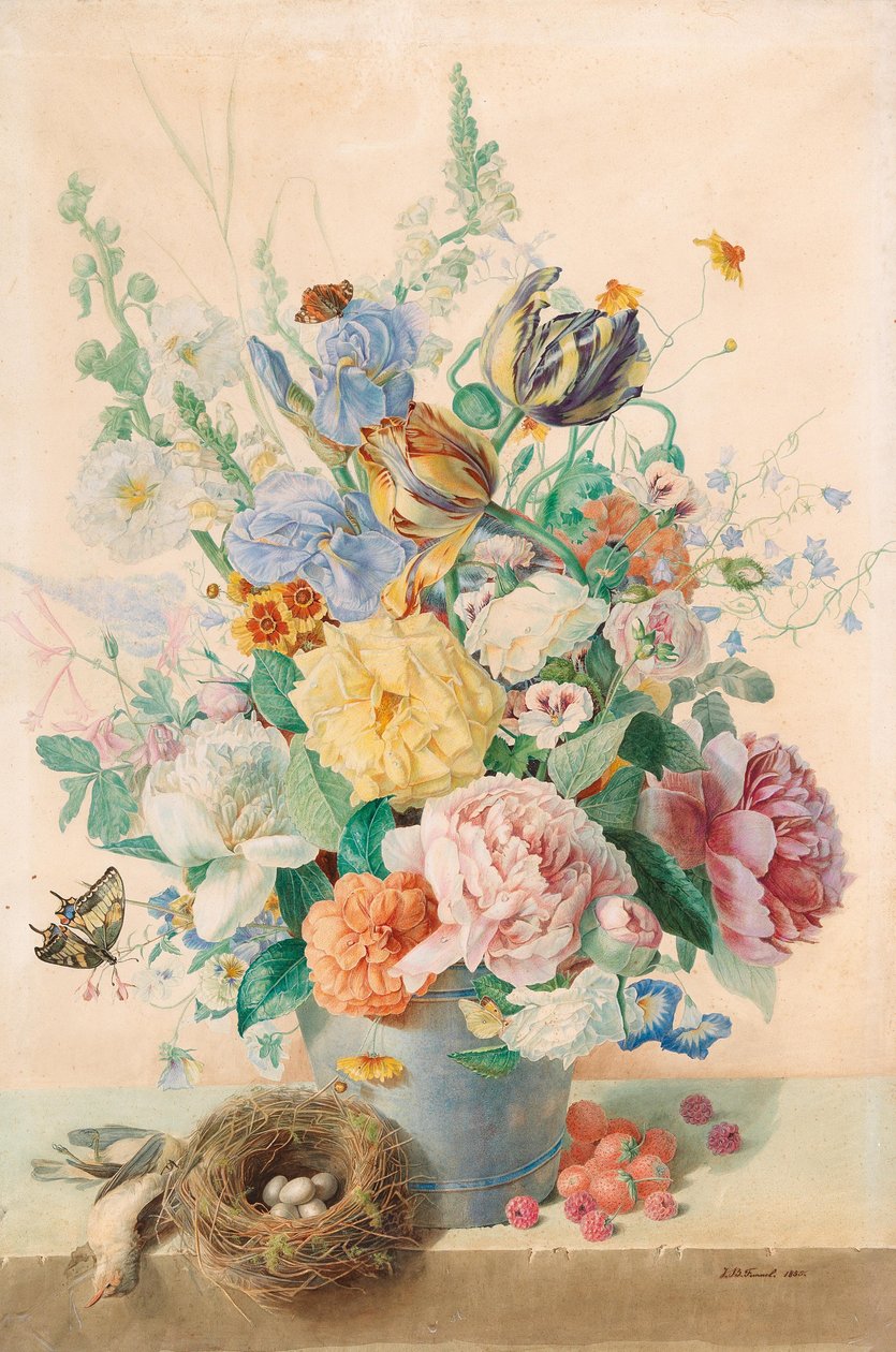 Grande nature morte avec tulipes, roses et lys - Jean Baptiste Fournel