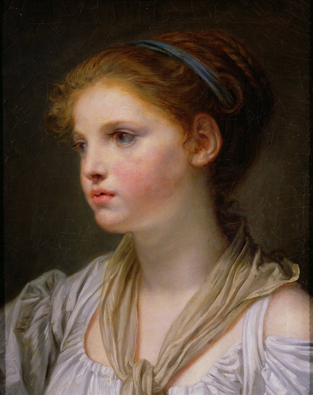 Fille avec un Ruban Bleu - Jean Baptiste Greuze