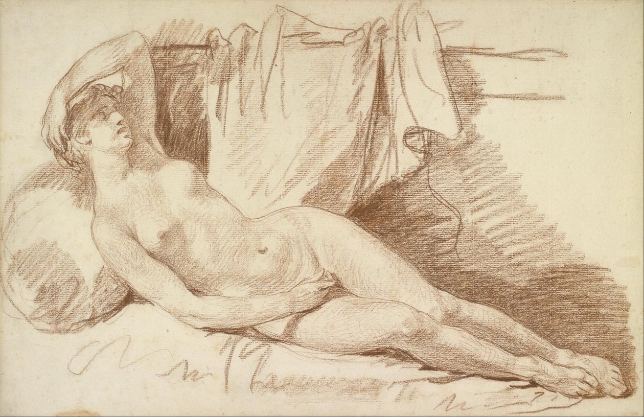 Nu Féminin Allongé - Étude - Jean Baptiste Greuze