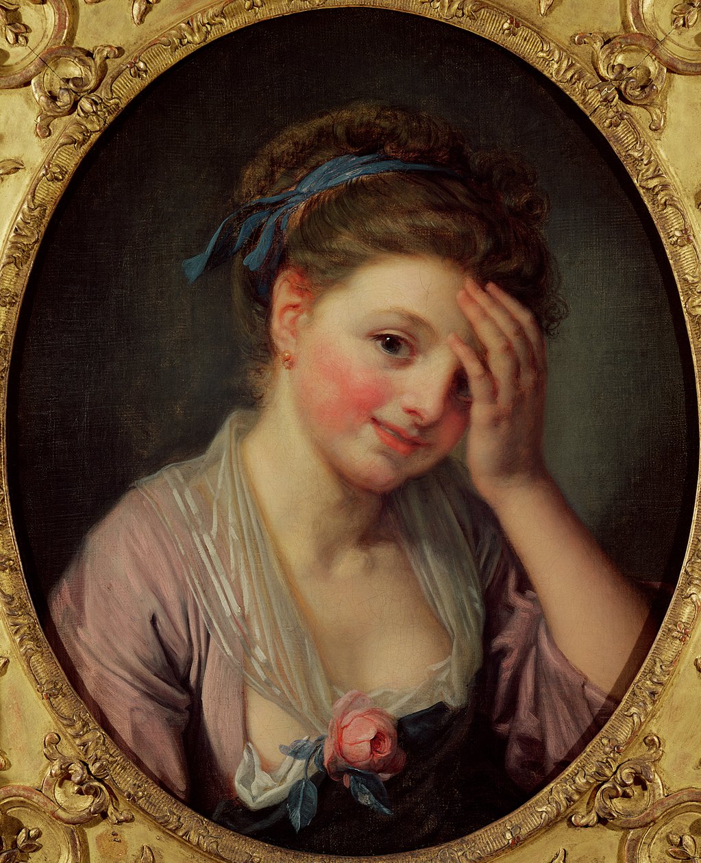 Jeune fille avec une rose - Jean Baptiste Greuze