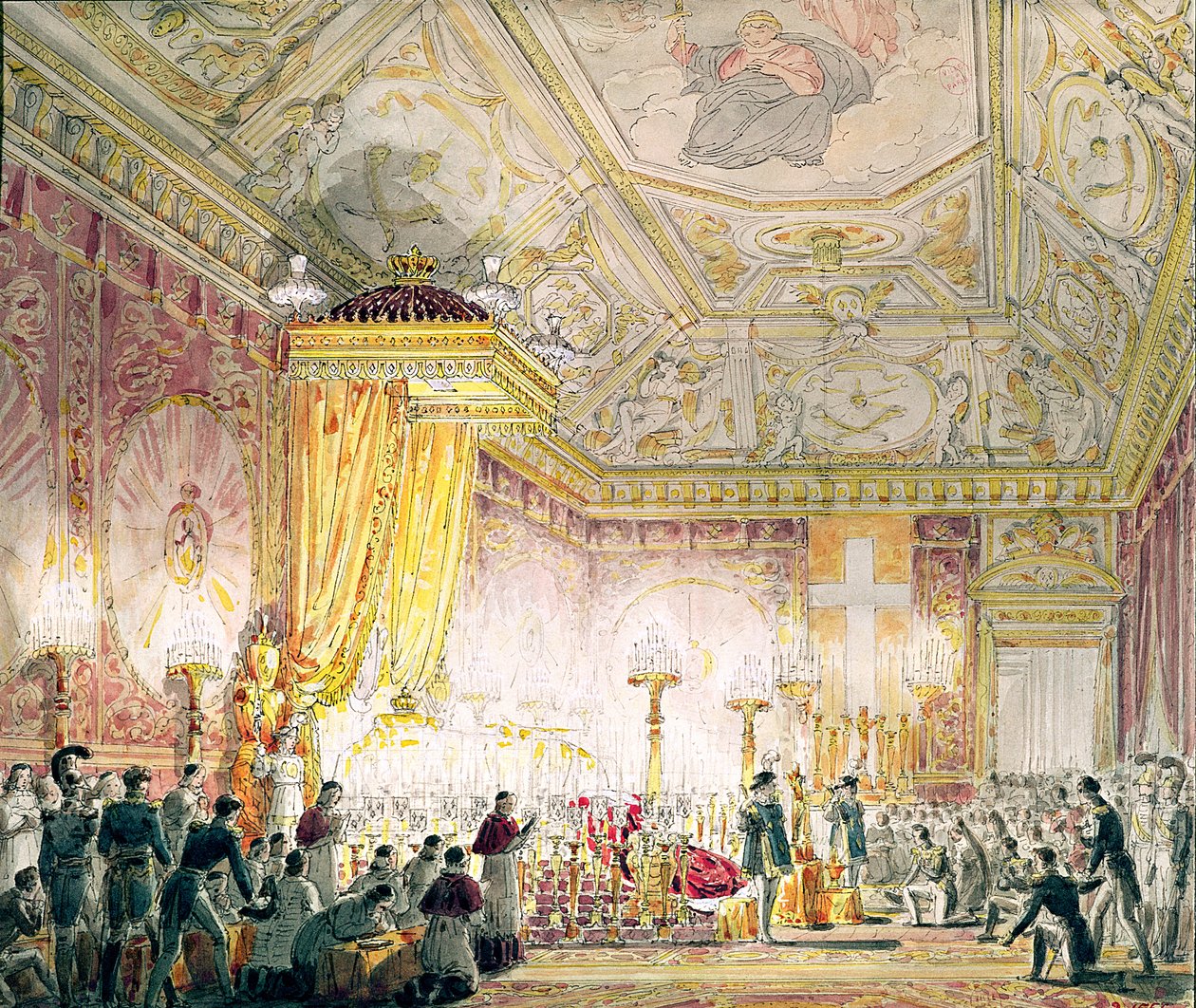 La chapelle de repos de Louis XVIII (1755-1824) aux Tuileries - Jean Baptiste Isabey