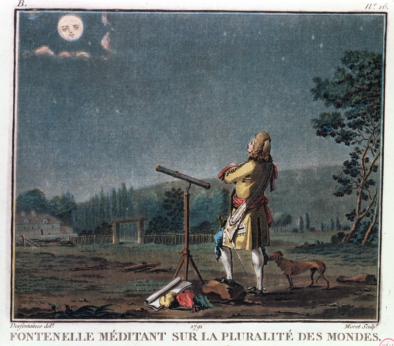 Bernard Le Bovier de Fontenelle (1657-1757) méditant sur la prolifération des mondes, 1791 - Jean Baptiste Morret