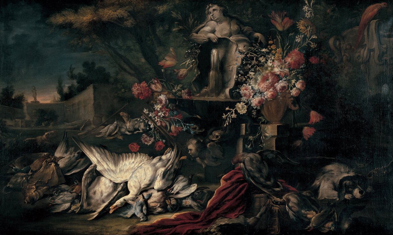 Nature morte avec équipement de tir et fleurs I - Jean Baptiste Oudry
