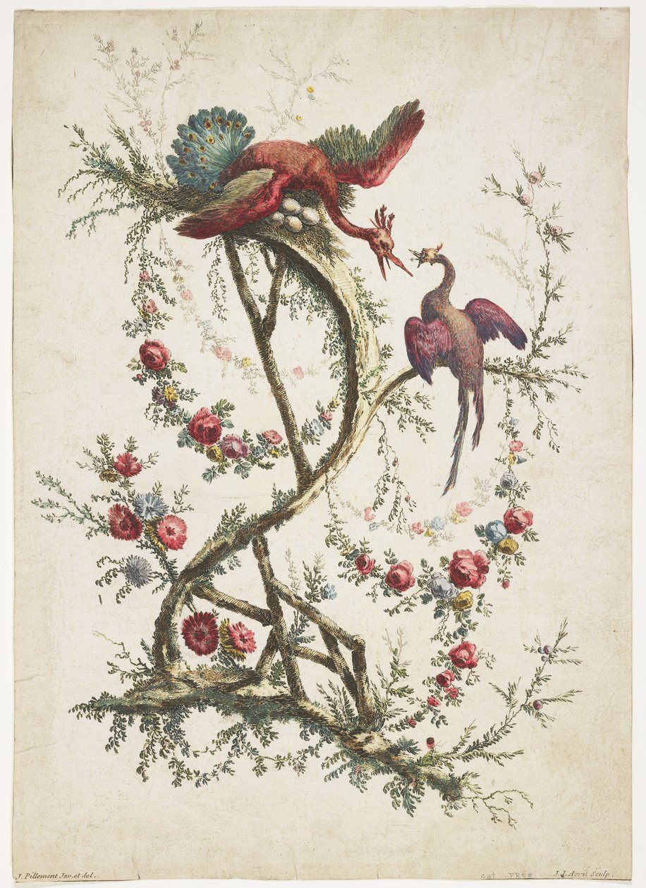 Ornement. Chinoiserie. Fleurs et oiseaux., 1770 - Jean Baptiste Pillement