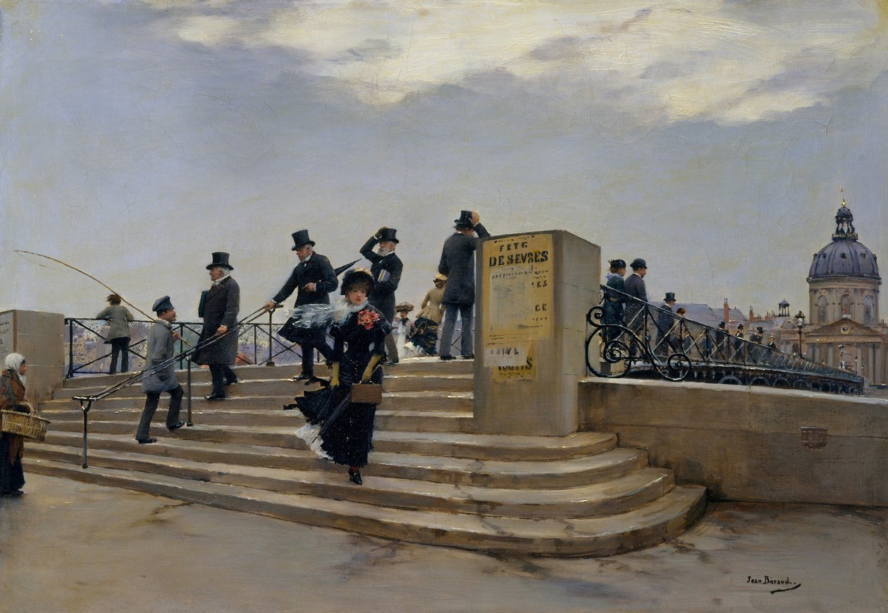 Un jour venteux sur le Pont des Arts - Jean Beraud