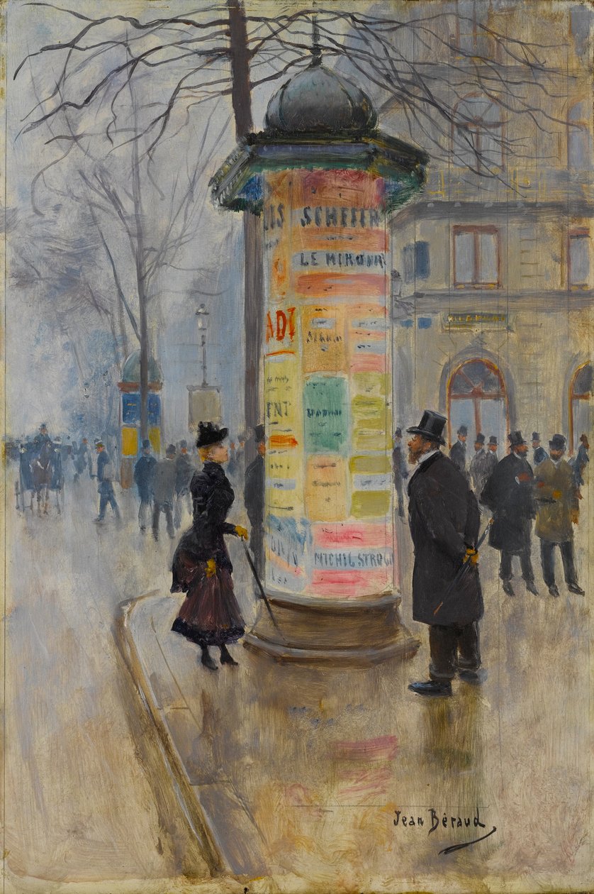 Tableau Toile Sur Cadre - 'Scène De Rue Parisienne' D'après Jean Béraud - Prêt à Accrocher - Neuf