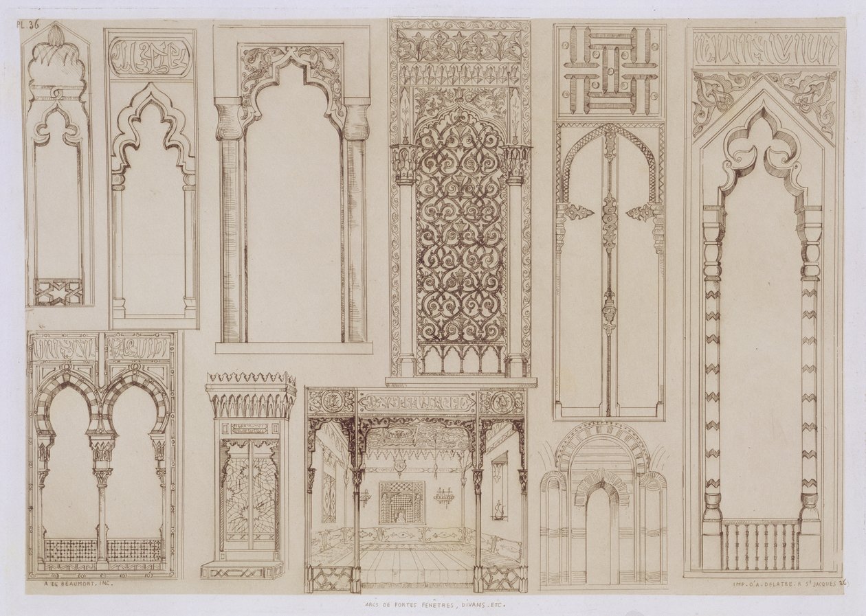 Conception islamique et mauresque pour volets et divans, de 