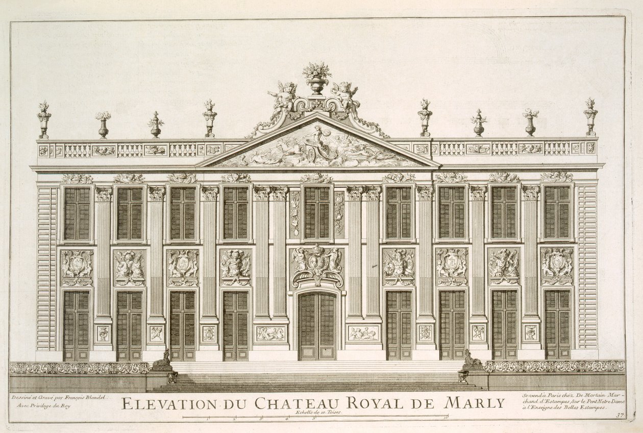Élévation du Château Royal de Marly, vers 1720 - Jean Francois Blondel