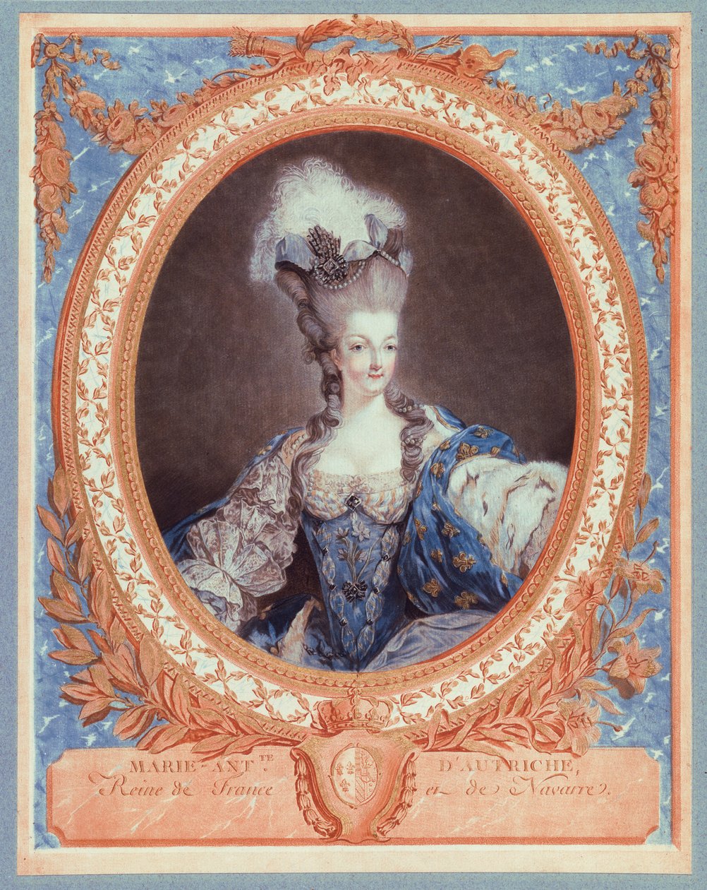Marie-Antoinette, Reine de France et de Navarre (gravure en aquatinte en couleur) - Jean Francois Janinet