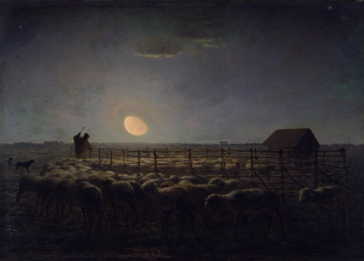 La bergerie, clair de lune - Jean Francois Millet